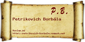 Petrikovich Borbála névjegykártya