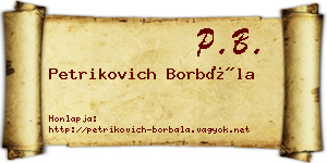 Petrikovich Borbála névjegykártya